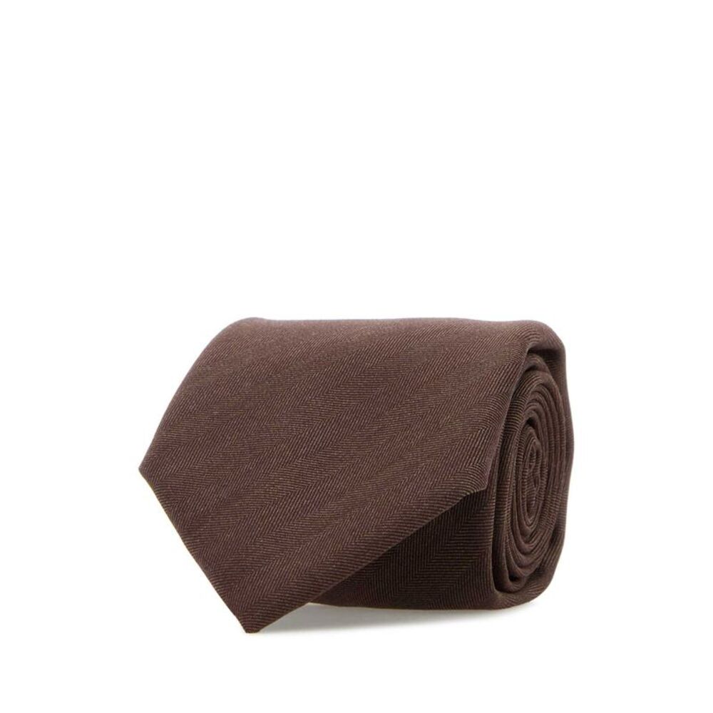 Brioni Men Brown Wool Tie